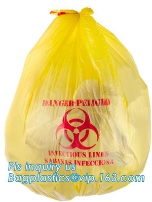 Clinical Waste Bags (Yellow), Heavy Duty Sacks , 17in x 25in (x25), Popular PE/PP biohazard eco bag,garbage bag,plastic