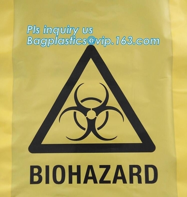 biohazard plastic waste bags clinical disposal bags in yellow color, heavy duty red medical biohazard garbage trash bags