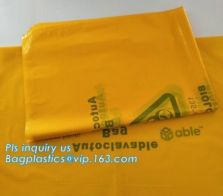 biohazard plastic waste bags clinical disposal bags in yellow color, heavy duty red medical biohazard garbage trash bags