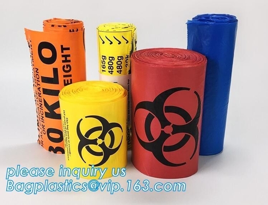 Disposable Plastic Material Biohazard Medical Waste Trash Bag, Colorful medical disposable plastic bags, bagplastics