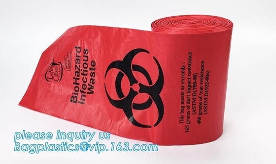 Disposable Plastic Material Biohazard Medical Waste Trash Bag, Colorful medical disposable plastic bags, bagplastics