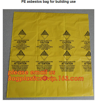 PE Asbestos Trash bag, PE asbestos waste bags 150microns thickness, Deposioble Asbestos Trash Bags, Asbestos Disposal Ba