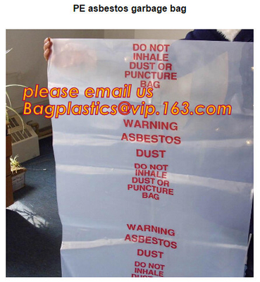 PE Asbestos Trash bag, PE asbestos waste bags 150microns thickness, Deposioble Asbestos Trash Bags, Asbestos Disposal Ba