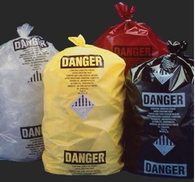 custom printed jumbo plastic garbage packaging plastic asbestos waste bag, poly asbestos warning printed burial bags