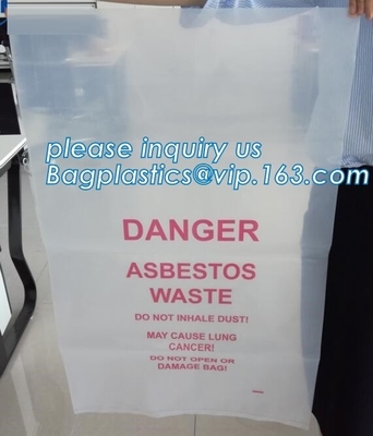 LDPE Asbestos Bags Transparent / Clear - Plain or Printed, Printed Asbestos Bag, Asbestos waste Bag, Asbestos Colour Fil