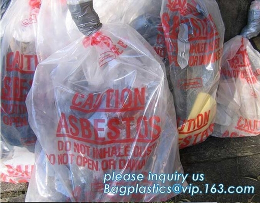 LDPE Asbestos Bags Transparent / Clear - Plain or Printed, Printed Asbestos Bag, Asbestos waste Bag, Asbestos Colour Fil