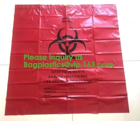 Biodegradable Dtrawstring Biohazard Bags Medical Drawtape, Biological Hazardous Waste Disposal,Yellow red green blue