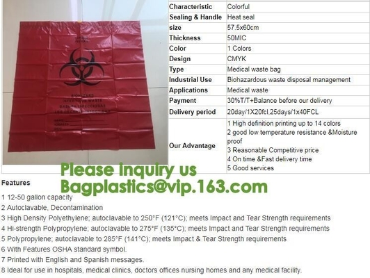 Biodegradable Dtrawstring Biohazard Bags Medical Drawtape, Biological Hazardous Waste Disposal,Yellow red green blue