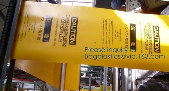 Hazardous Waste Yellow Plastic Bag Asbestos Garbage Bag,large size thicker LDPE asbestos remove bags,asbestos garbage ba