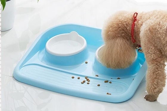 Non Slip Plastic Feeding Dishes No Spill Pet Dog Cat Double Food Water Bowl For Cat Dog, Premium Colorful Dog Water Food