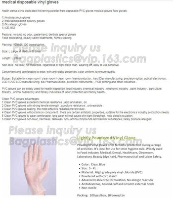 disposable examination vinyl pvc gloves,Non-powder PVC disposable gloves plastic white gloves,vinyl / pvc gloves BAGEASE