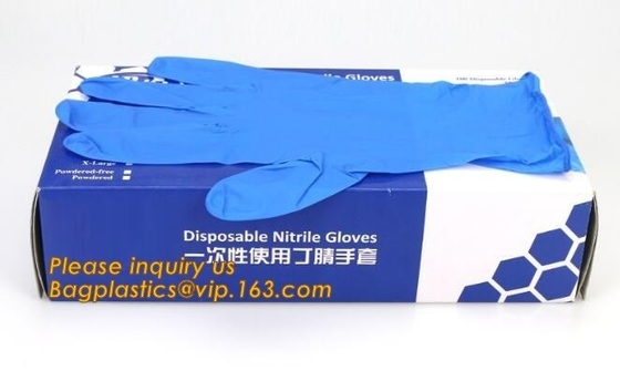 Protective Powder Free Examination Nitrile Gloves, Colored Nitrile and Vinyl Blend Disposable Medical Blue