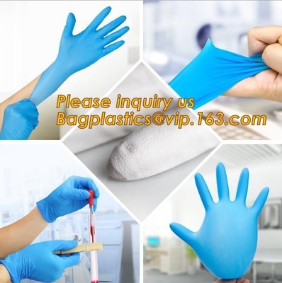 Protective Powder Free Examination Nitrile Gloves, Colored Nitrile and Vinyl Blend Disposable Medical Blue