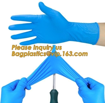 Protective Powder Free Examination Nitrile Gloves, Colored Nitrile and Vinyl Blend Disposable Medical Blue