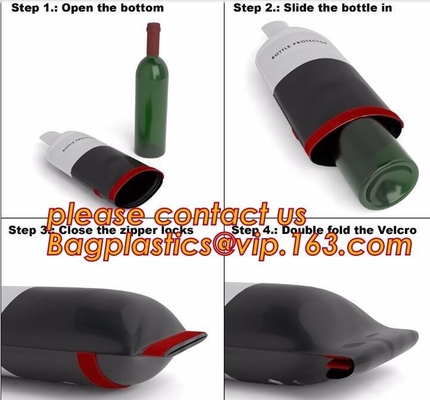 Zip sealed liquor bubble bags bottle protector Travelling liquor bubble sleeves air wine bubble bags Zipped bottom plast