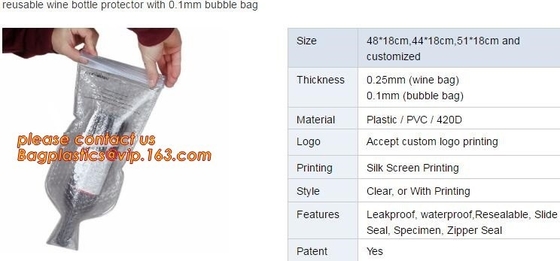 Leak Proof Reusable Safe Travel Storage Wine Shipper Bags Disposable Wine Bottle Plastic Bubble Protector Travel Bags Po