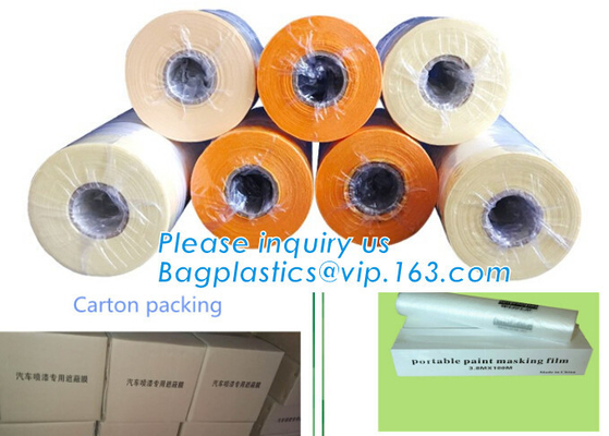 Crepe Paper Tape Plastic Car Seat Covers Masking Film Pre Taped Plastic Bulk Roll