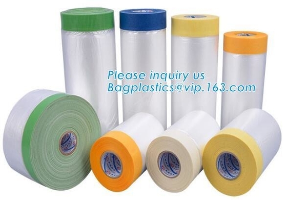 Outdoor Paper Masking Film / Rice Paper Taped Masking Film Auto Pre Taped