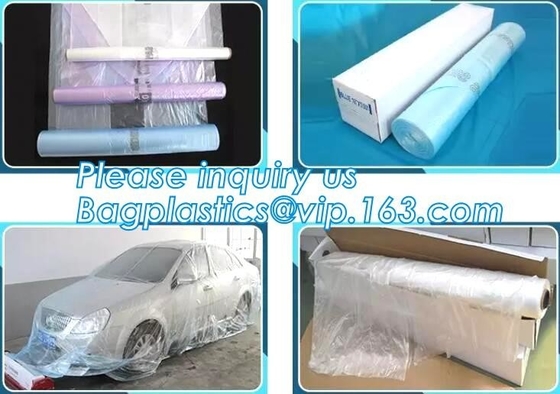 auto polyurethane masking plastic for painting 4*300m, Tape plastic auto paint masking protection film for cars, bagplasti