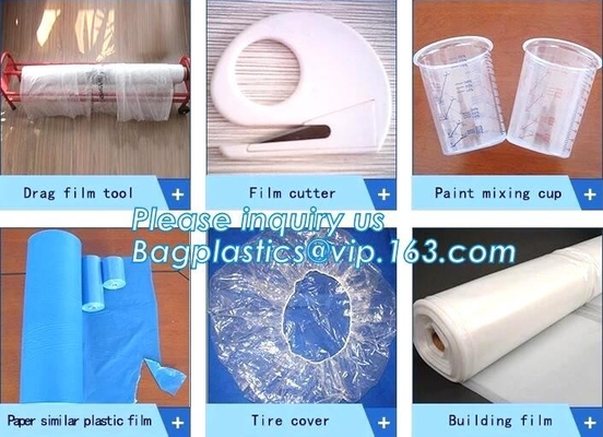 auto polyurethane masking plastic for painting 4*300m, Tape plastic auto paint masking protection film for cars, bagplasti