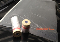 43.3 inch roll Plastic Pre-taped Masking Film, Drop cloth, masker roll for Car Paint, plasti dip masking, auto paint ove