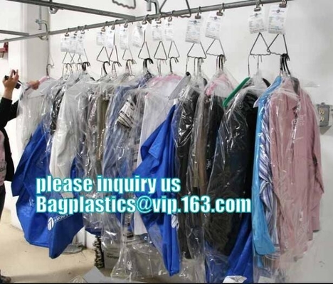 custom logo printed dry cleaning plastic transparent garment bags for dresses,commercial clear pe ldpe poly hotel laundr