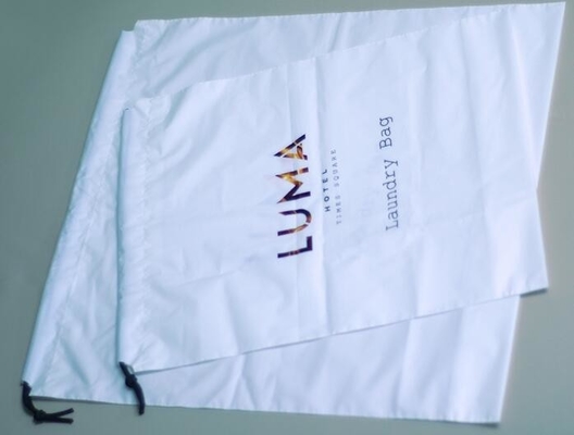 Biodegradable drawstring laundry poly bag with printing,Logo Printed Poly Drawstring Hotel/Travel Laundry Plastic bag