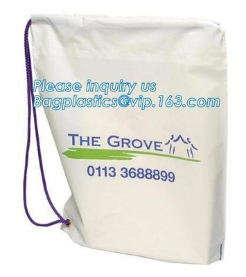 Biodegradable LDPE material hotel laundry garment poly bag on roll,Packaging poly laundry bag with cotton string rope ha