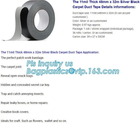 Carpet duct tape,Professional Grade Strong Repair Sealing Joining Plumbing Silver PVC Duct Tape 48MM X 30M bagplastics