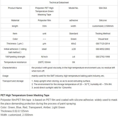 Polyester Silicone Adhesive Electroplating Tape Heat Resistant