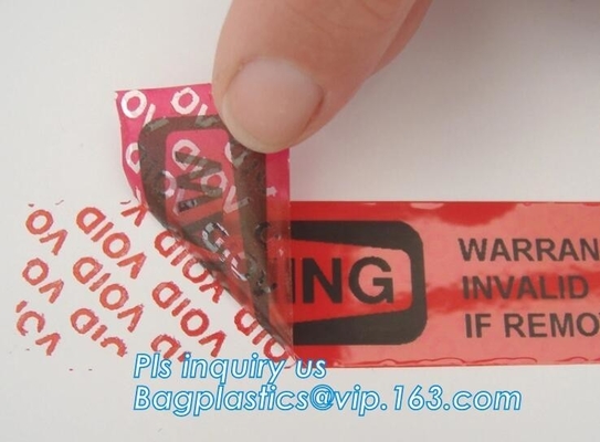 Warranty open void sticker security seal label tamper proof stickers,transparent warranty void seal labels bagplastics