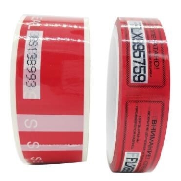 Tamper Evident Adhesive Void Security Tape / Pet Void Tape Double Sided Clear Polyester