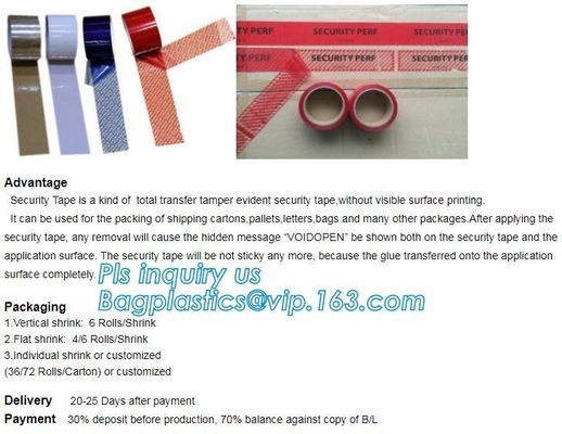 Tamper Evident Adhesive Void Security Tape / Pet Void Tape Double Sided Clear Polyester