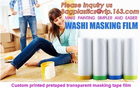 HDPE Masking Film,Indoor Application Pretaped Drop Cloths,masking film,pre-taped cover car painting protection film hous