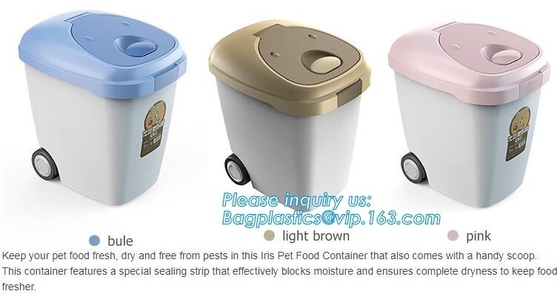 gift pet food container with flap lid, Square Pet Food Large Container / Animal Metal Food Seed Storage Bin, bagplastics