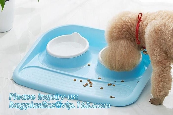 Double stainless steel dog bowl pet cat feeder water food dog bowl, No-Spill and Non-Skid Stainless Steel Pet Bowls Dog