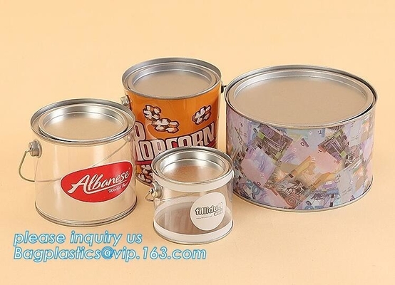 1 gallon clear plastic paint cans for packaging,Plastic Food Grade Clear PET Can Round Food Storage Container Screw Lid