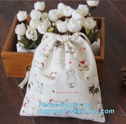 organic Zero Waste Eco-Friendly Natural & Healthy Organic Cotton Drawstring Net Bag for Grocery Shopping Storage Set