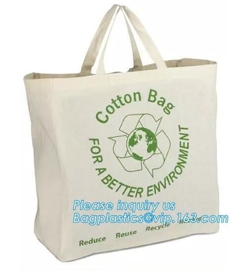 Logo Reusable Shopping Bags Rough Rope Handle Cotton Canvas Tote