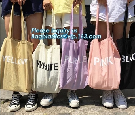 Handed long handle heavy duty cotton canvas tote bag,eco-friendly fashion custom logo market duffle white organic cotton