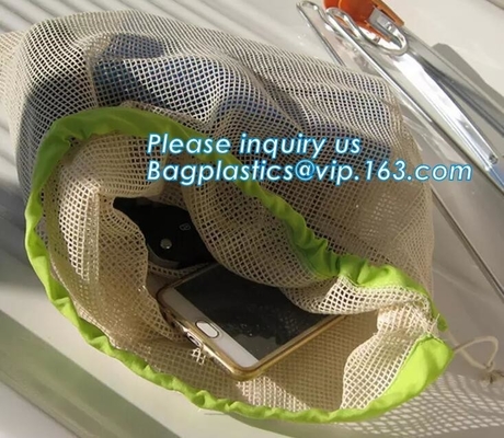 Reusable Long Handle Cotton Net Produce Bag , Cotton Net Shopping Bags For Vegetables