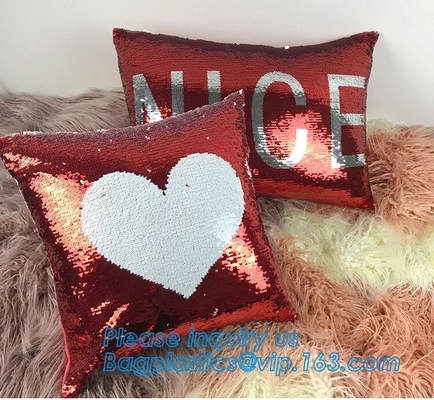 Cushion Reusable Eco Bags Decorative Sequin Pillow Mermaid Reversible Sequin Pillow Cover