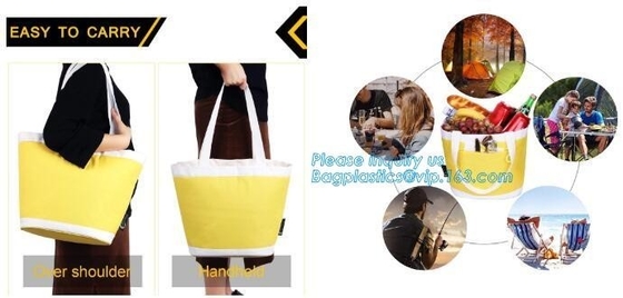 promotional 16 cans insulated cooler tote bag outdoor picnic lunch freezable bag for camping beach travel bags, bagplast