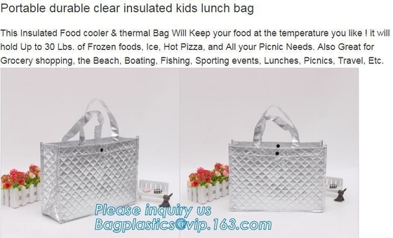 Easy Zip lockkk Closure - 100% Environmental Friendly - Waterproof & Easy Cleaning | Silver Color cool insulation bag BAGEAS