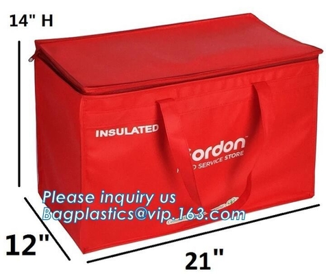 Large Thermal Insulated Reusable Aluminium Foil Insulation Cooler Bag,Insulation oxford cooler bag tote organizer holder