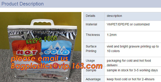 thermal disposable insulated food bags Insulated Aluminum Foil Box Liners / Cold storage Disposable insulated cooler Chi