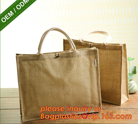 Heavy hold support Jute bag OEM Customized printing waterproof and reusable jute shopping bag with inner JUTE BAGS CARRI