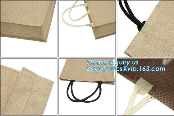 Custom eco friendly waterproof tote shopping jute pouch bag burlap linen packing gift bag with logo print bagease packag