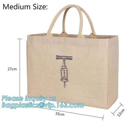 Custom eco friendly waterproof tote shopping jute pouch bag burlap linen packing gift bag with logo print bagease packag