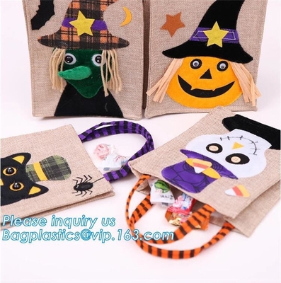 eco-friendly portable halloween linen tote jute bag with logo custom, ester, wedding, burthday, party, grand event happy